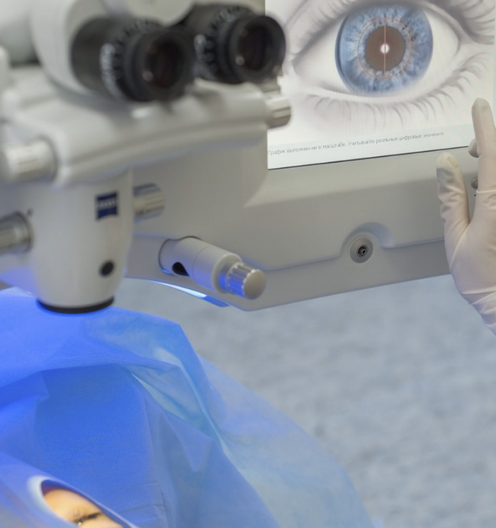 Cirugía oftalmológica en quirófano